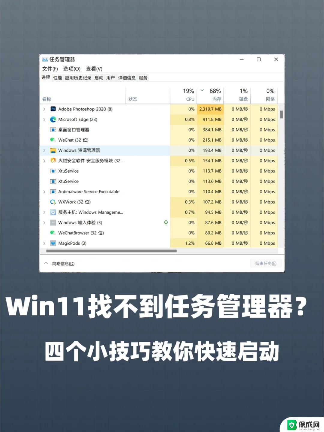 win11怎么用任务管理器 笔记本电脑任务管理器的启动方法